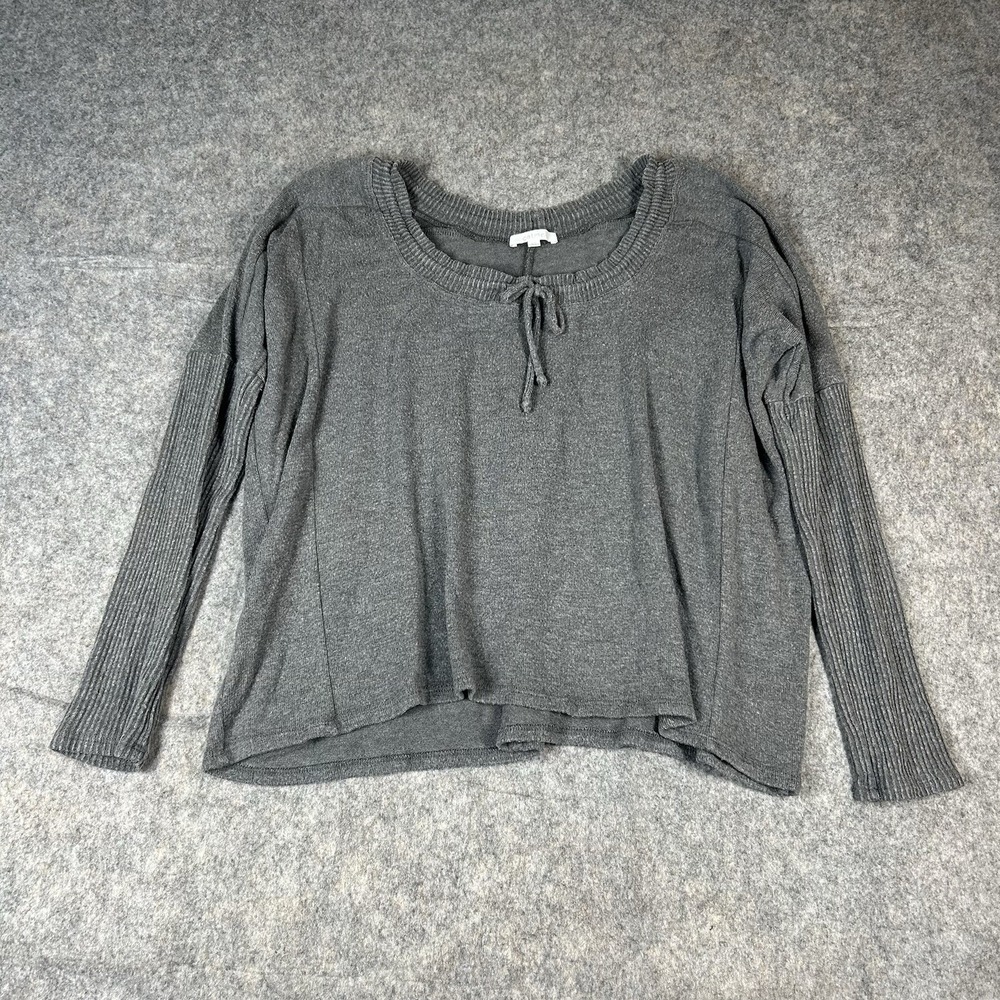 JOHNNY WAS CALME Sweater Womens XS Tunnel Drawstring Crop Gray Loungewear Cozy
